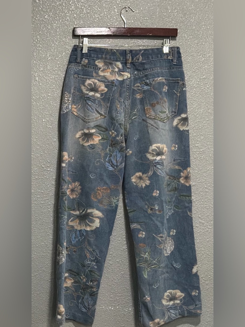 Floral Embroidered Blue Men's Jeans